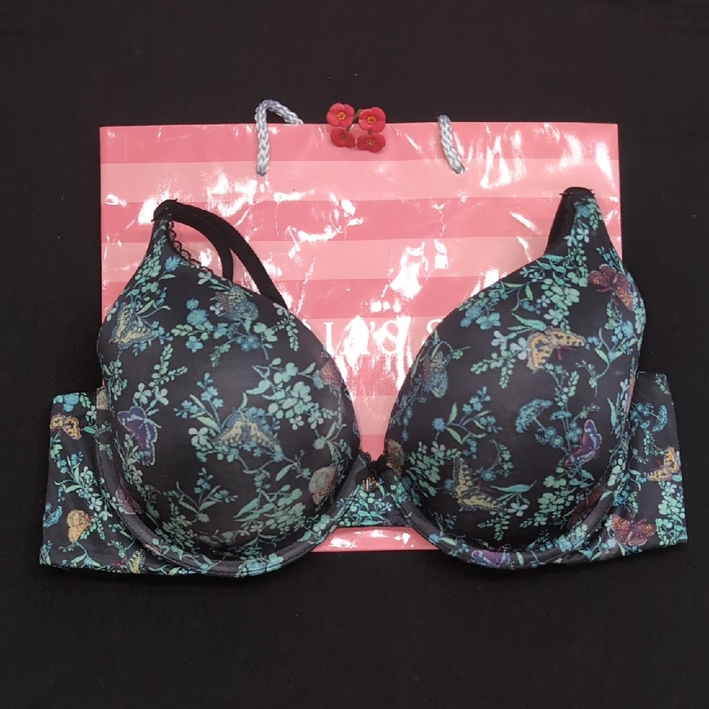 Victoria's Secret Floral Push-Up Bra with Teal Accents Body By Victoria Size 38B